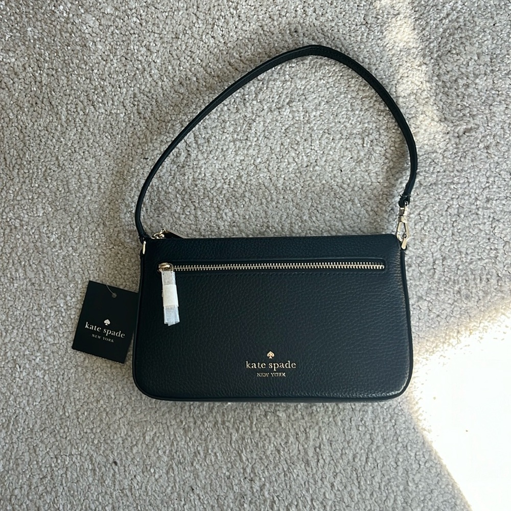 Brand new never used Kate spade black pebbled leather shoulder bag